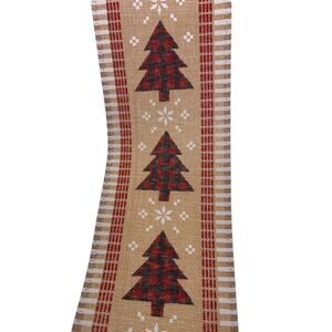 2.5” Red & Black Buffalo Check Plaid Beige Christmas Tree Snowflake Ribbon Bow